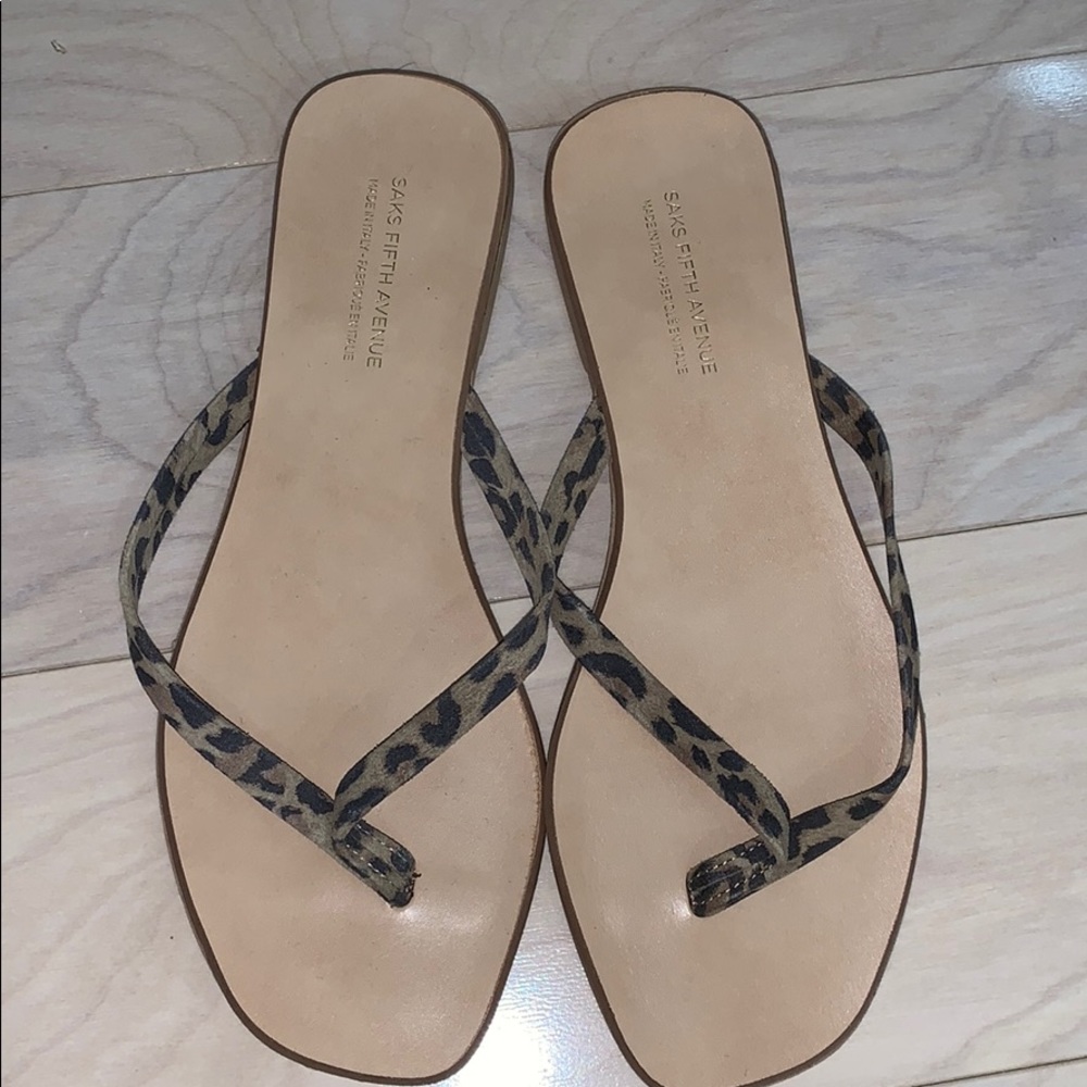 Saks Fifth Avenue leopard thong sandal